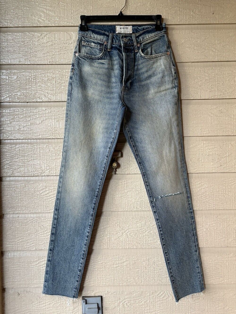 Free People womens Stiffkey Blue Stella Button Fly Jeans size 24 x 29" inseam